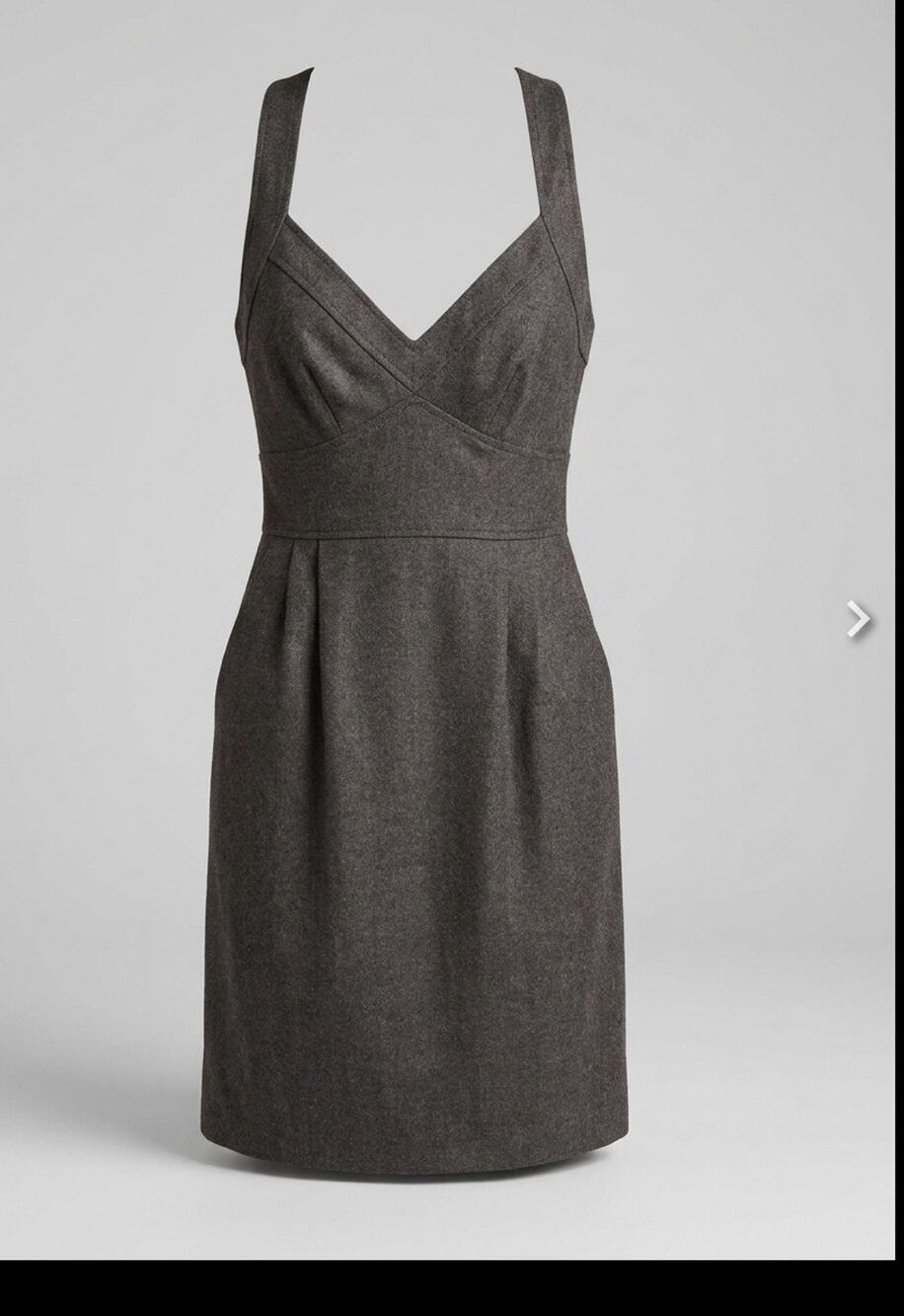 Rebecca Taylor Wool Blend V-Neck Sheath Dress Charcoal Grey Size Medium